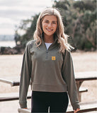 WOMENS CROP QUARTER ZIP LTHR SQR